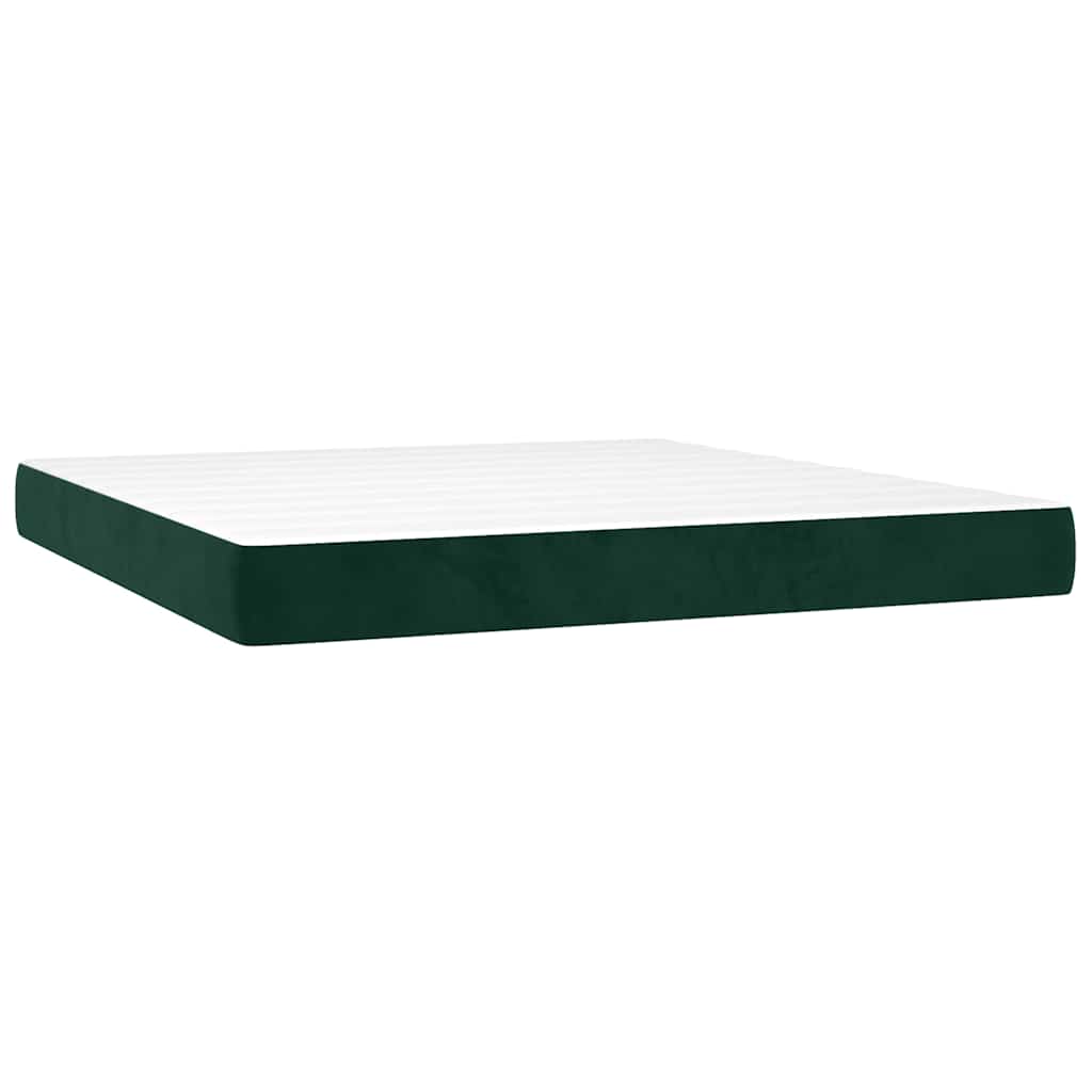 Boxspringbett mit Matratze Dunkelgrün 180x200 cm Samt