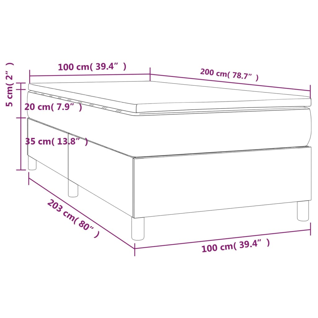 Boxspringbett mit Matratze Creme 100x200 cm Stoff