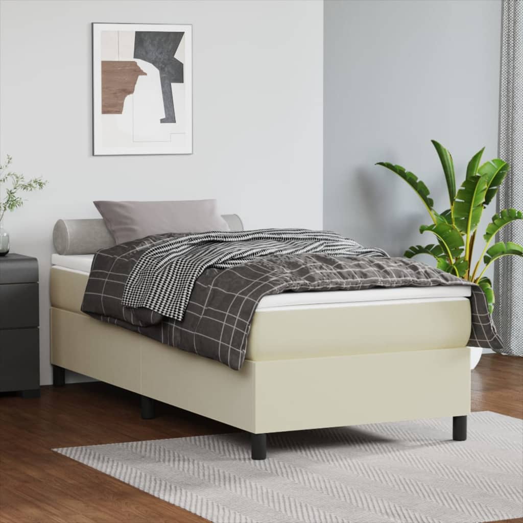 Boxspringbett mit Matratze Creme 80x200 cm Kunstleder
