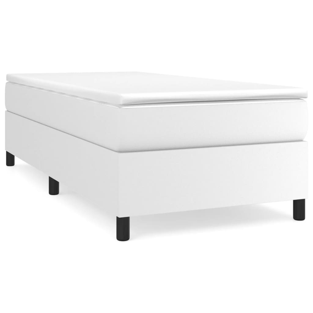 Boxspringbett mit Matratze Weiß 90x200 cm Kunstleder