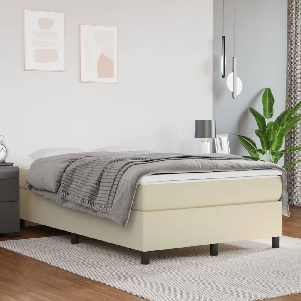 Boxspringbett mit Matratze Creme 120x200 cm Kunstleder