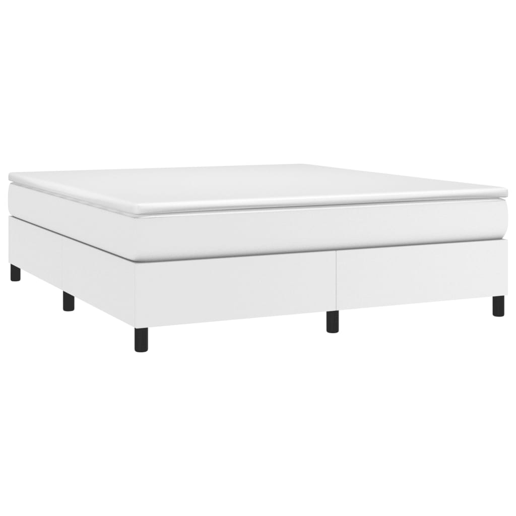 Boxspringbett mit Matratze Weiß 180x200 cm Kunstleder