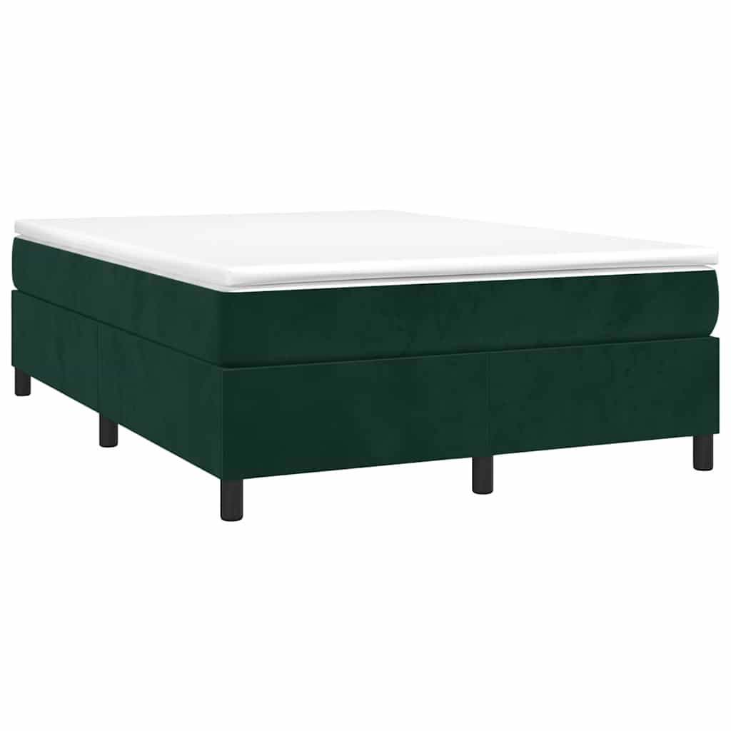 Boxspringbett mit Matratze Dunkelgrün 140x190 cm Samt