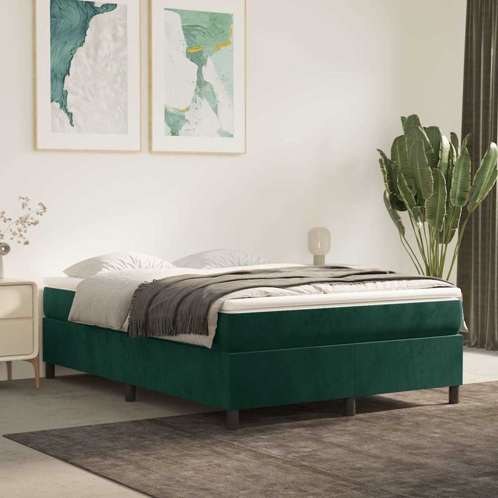 Boxspringbett mit Matratze Dunkelgrün 140x190 cm Samt