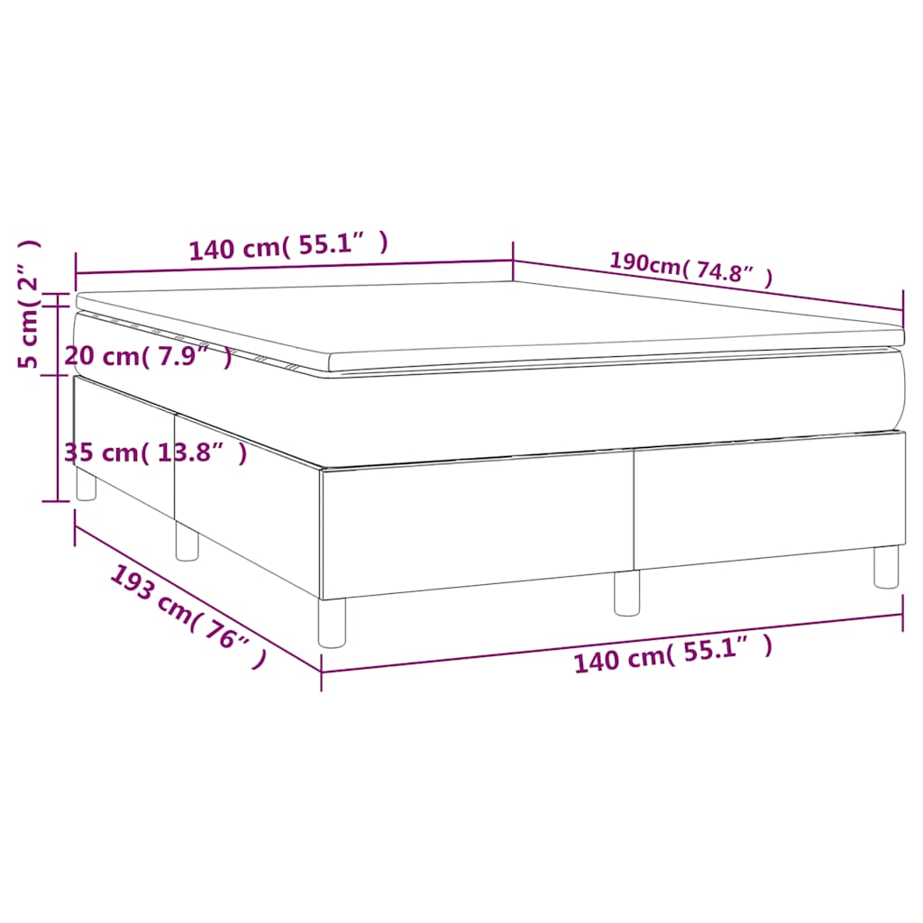 Boxspringbett mit Matratze Dunkelblau 140x190 cm Samt