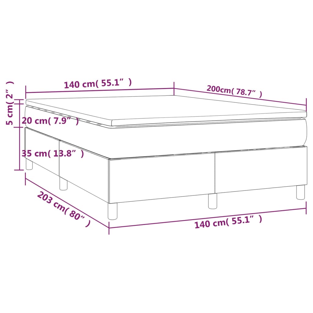 Boxspringbett mit Matratze Schwarz 140x200 cm Samt