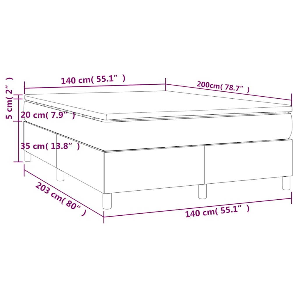 Boxspringbett mit Matratze Dunkelblau 140x200 cm Samt
