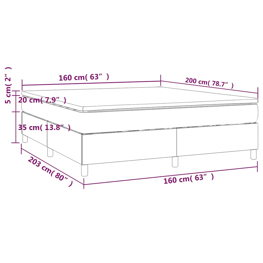 Boxspringbett mit Matratze Dunkelblau 160x200 cm Samt