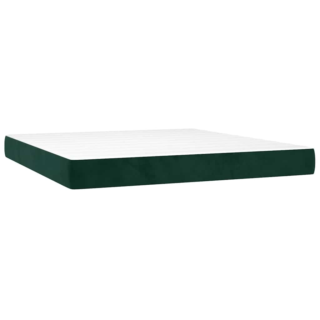 Boxspringbett mit Matratze Dunkelgrün 180x200 cm Samt