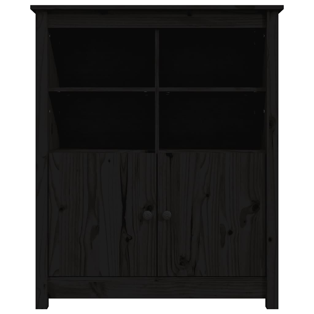 Sideboard Schwarz 83x41,5x100 cm Massivholz Kiefer