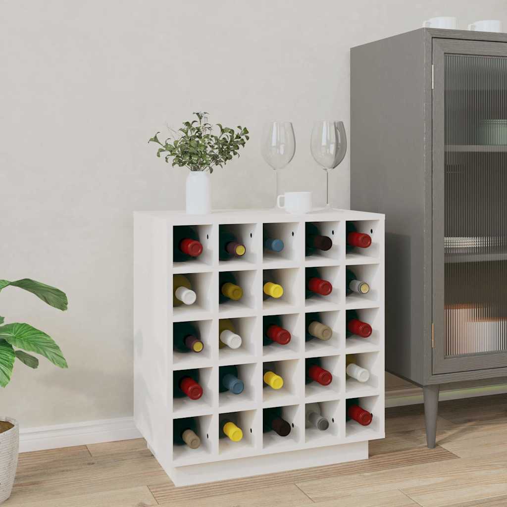 Weinregal Weiß 55,5x34x61 cm Massivholz Kiefer