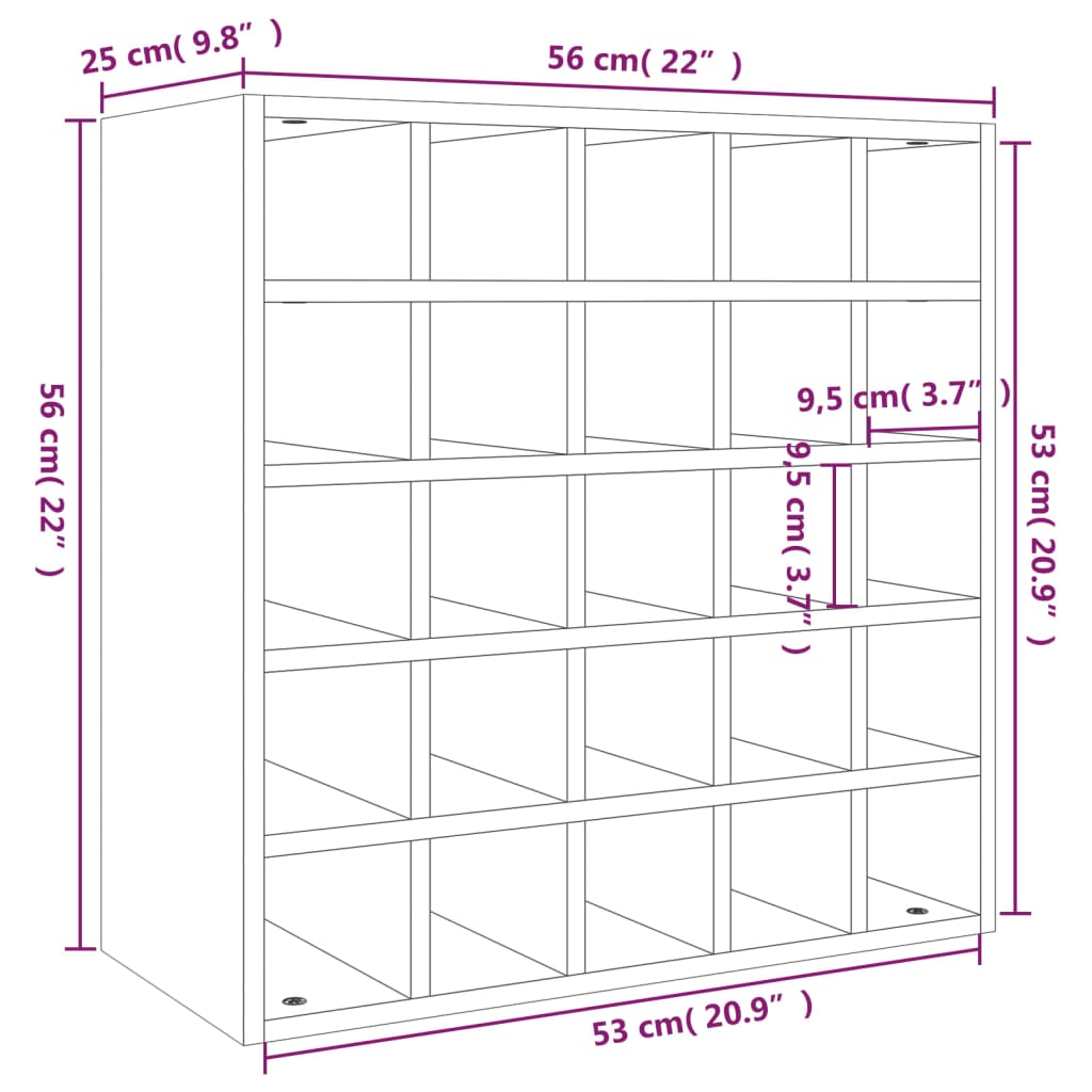 Weinschrank Weiß 56 x 25 x 56 cm Massivholz Kiefer
