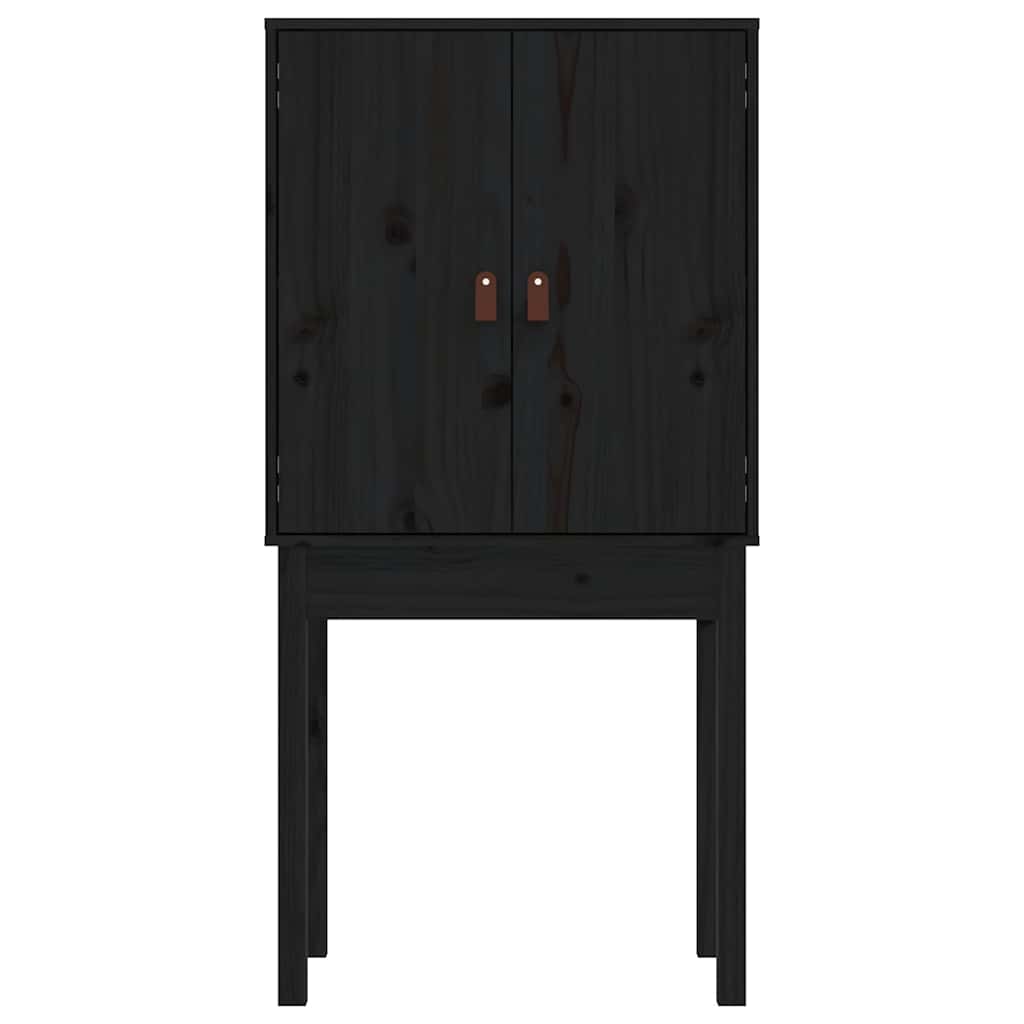 Highboard Schwarz 60x40x120 cm Massivholz Kiefer