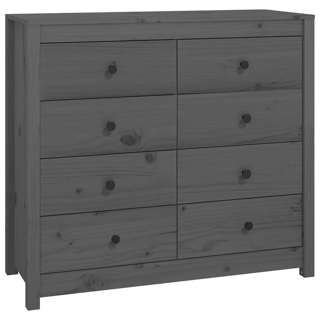 Beistellschrank Grau 100x40x90 cm Massivholz Kiefer