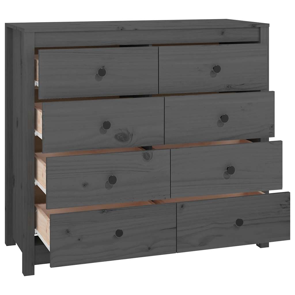 Beistellschrank Grau 100x40x90 cm Massivholz Kiefer