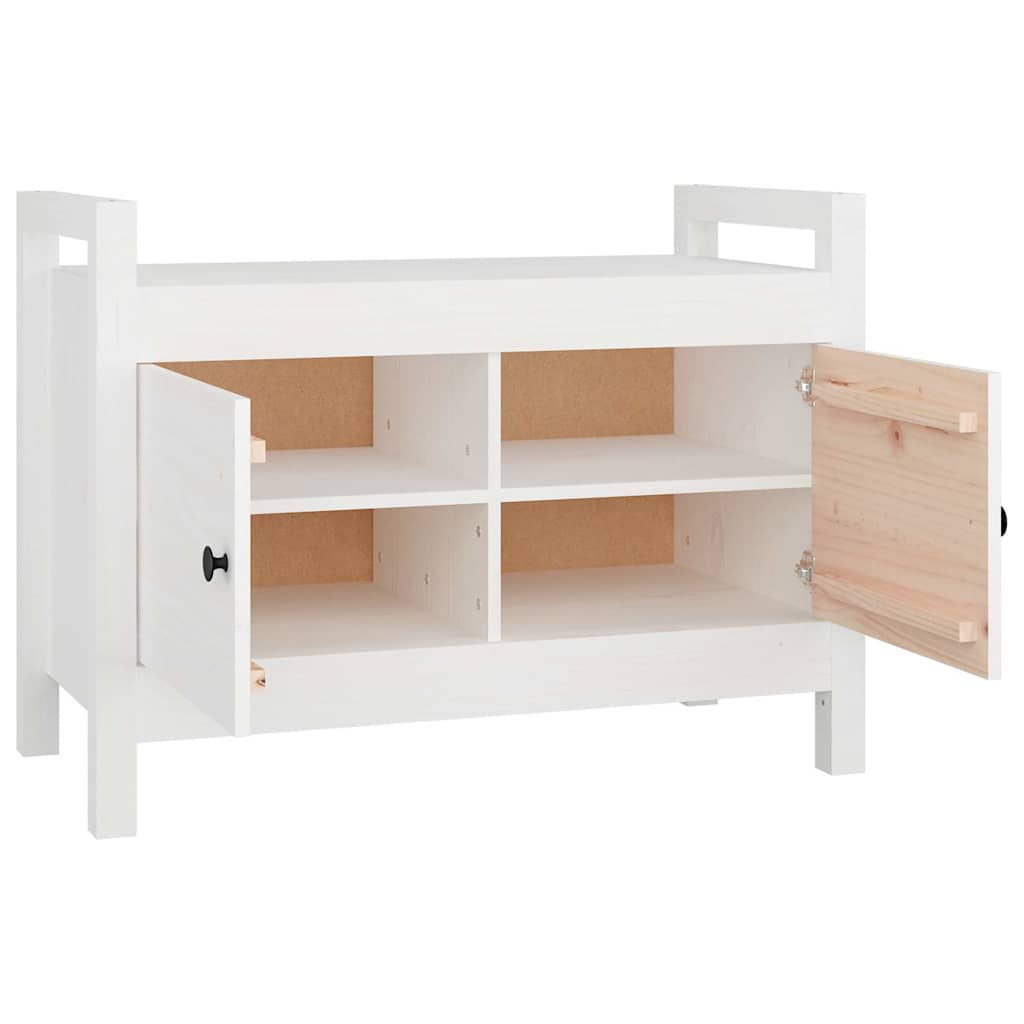 Flurbank Weiß 80x40x60 cm Massivholz Kiefer