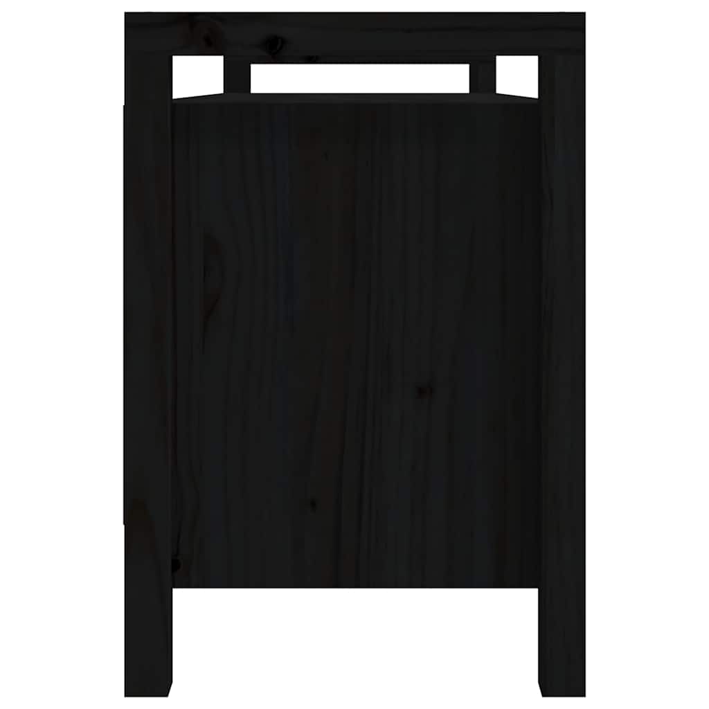Flurbank Schwarz 110x40x60 cm Massivholz Kiefer