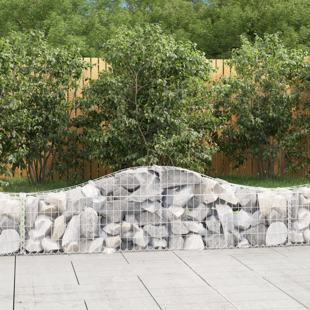 Gabionen mit Hochbogen 15 Stk. 200x30x40/60 cm Verzinktes Eisen