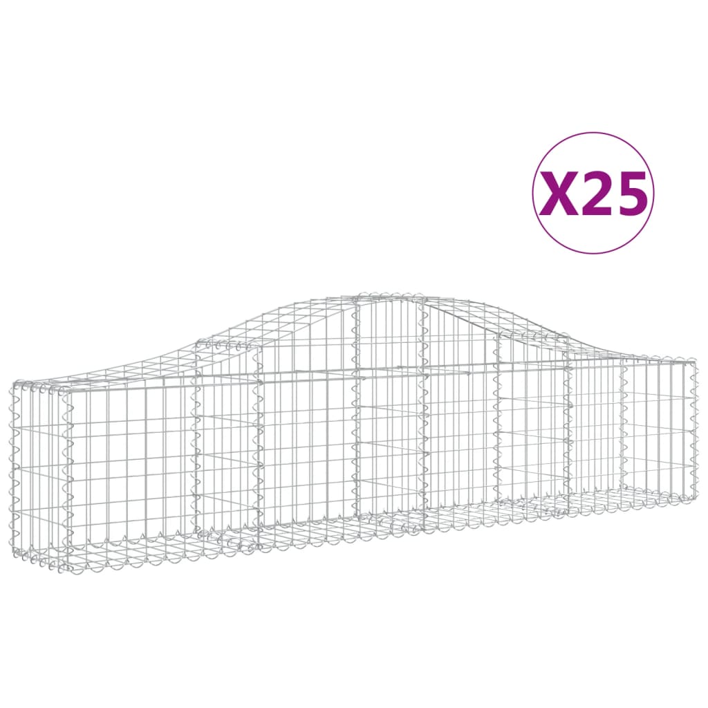 Gabionen mit Hochbogen 25 Stk. 200x30x40/60 cm Verzinktes Eisen