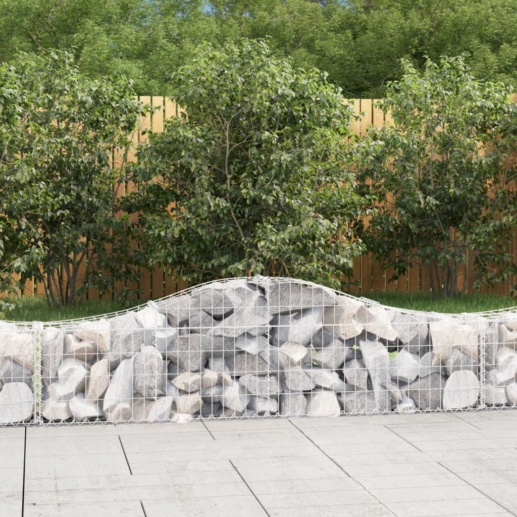 Gabionen mit Hochbogen 25 Stk. 200x30x40/60 cm Verzinktes Eisen