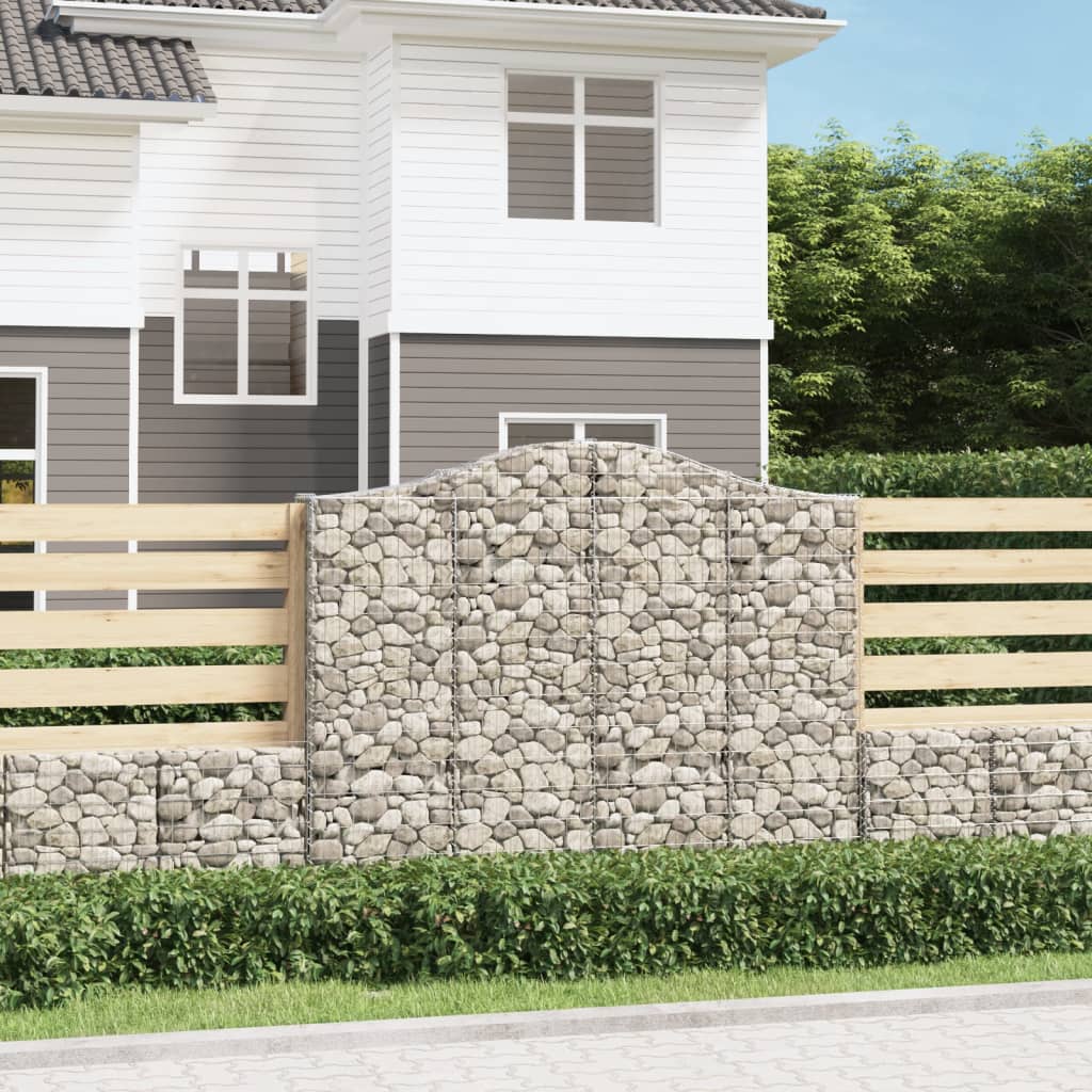 Gabionen mit Hochbogen 5 Stk. 200x30x160/180cm Verzinktes Eisen