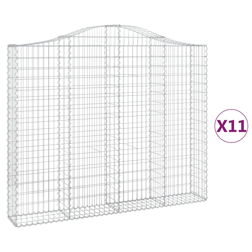 Gabionen mit Hochbogen 11 Stk 200x30x160/180cm Verzinktes Eisen