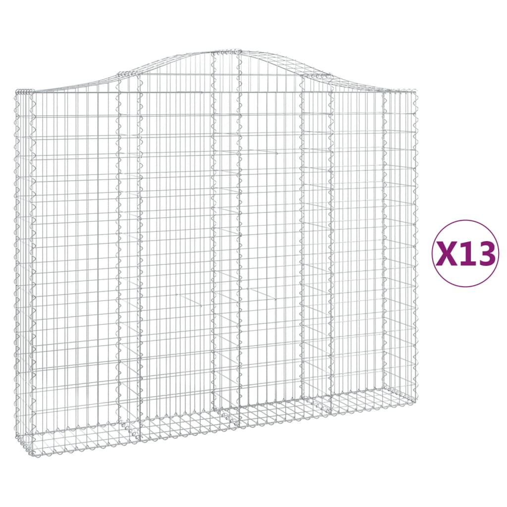Gabionen mit Hochbogen 13 Stk 200x30x160/180cm Verzinktes Eisen