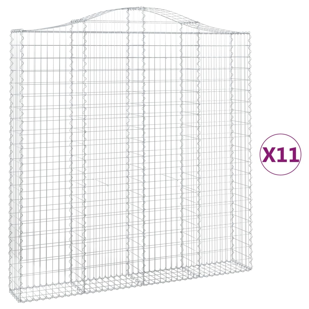 Gabionen mit Hochbogen 11 Stk 200x30x200/220cm Verzinktes Eisen