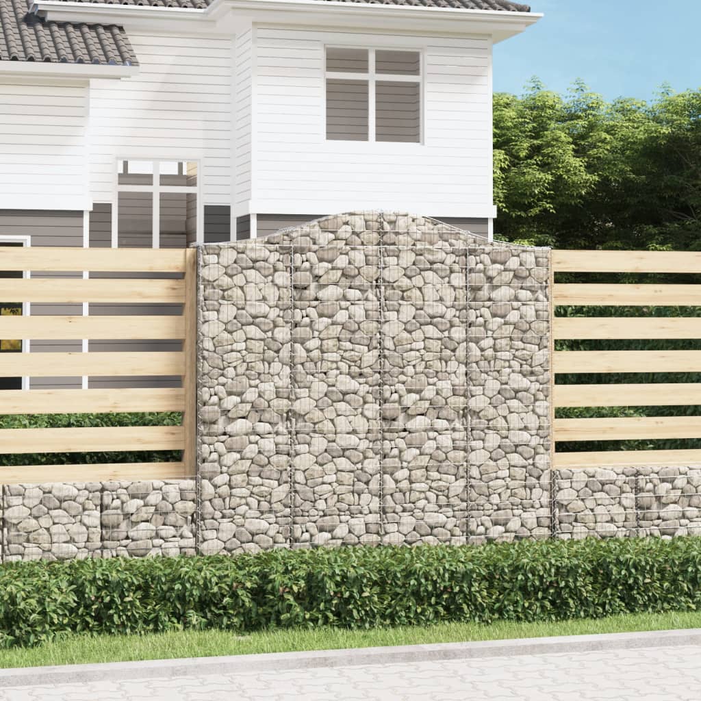 Gabionen mit Hochbogen 11 Stk 200x30x200/220cm Verzinktes Eisen