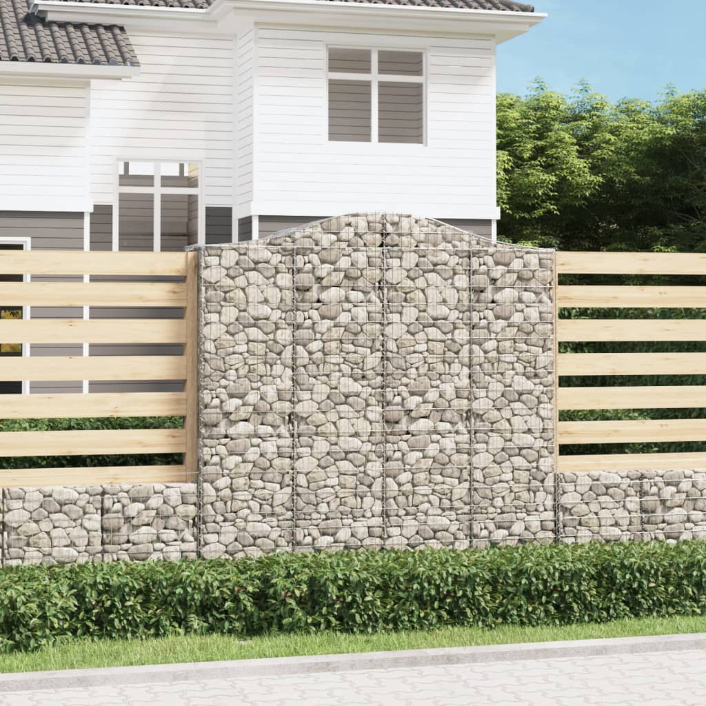 Gabionen mit Hochbogen 4 Stk. 200x50x200/220cm Verzinktes Eisen