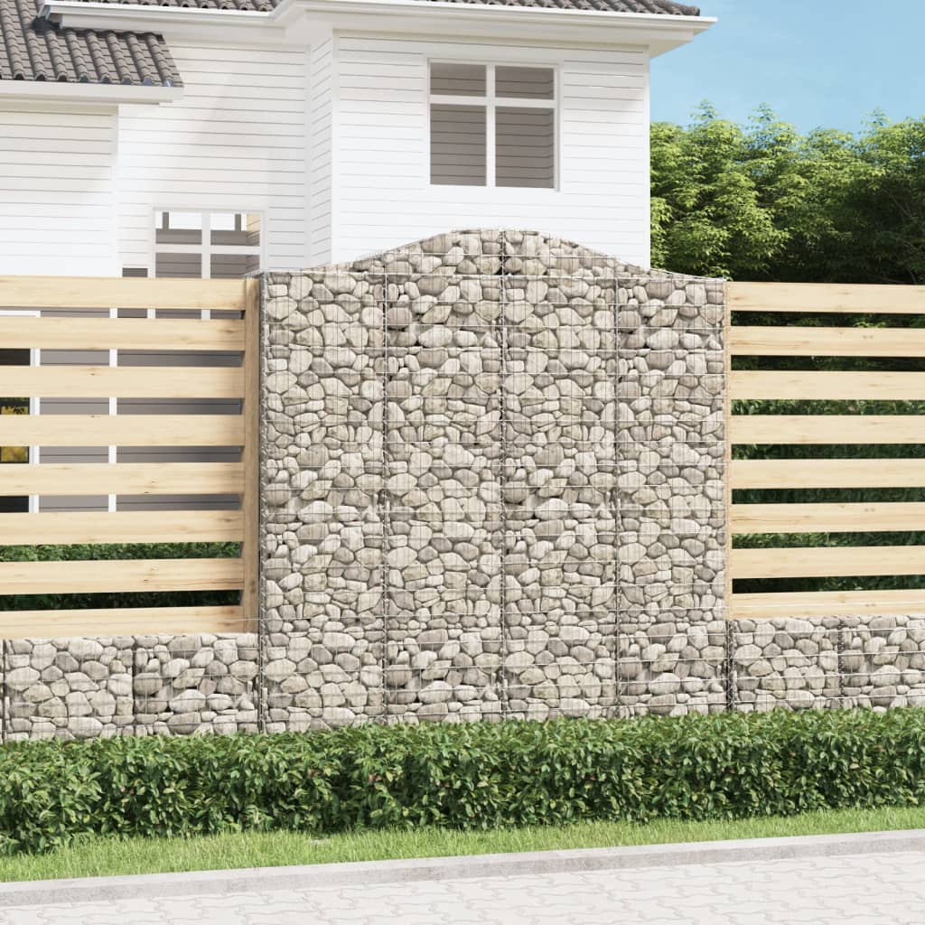 Gabionen mit Hochbogen 6 Stk. 200x50x220/240cm Verzinktes Eisen