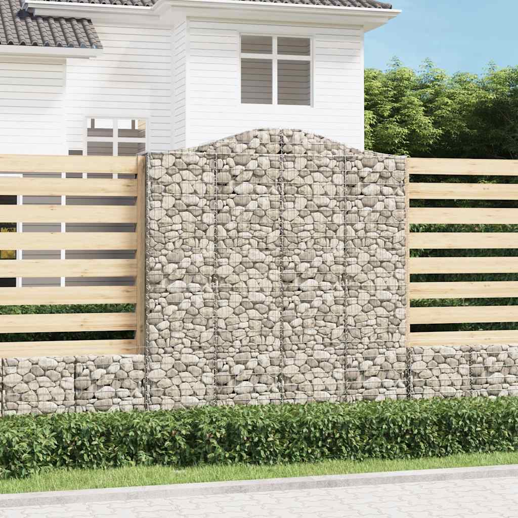 Gabionen mit Hochbogen 7 Stk. 200x50x220/240cm Verzinktes Eisen