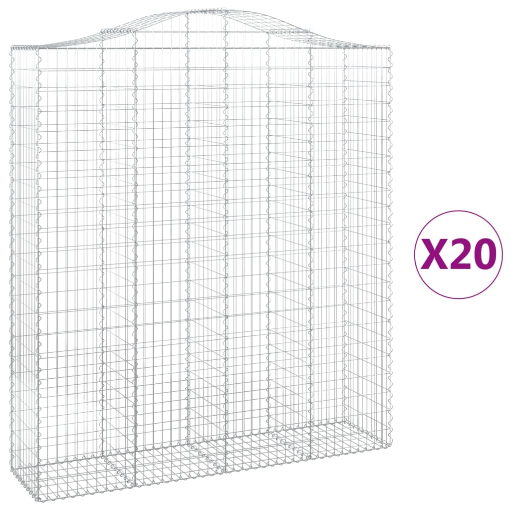 Gabionen mit Hochbogen 20Stk. 200x50x220/240cm Verzinktes Eisen
