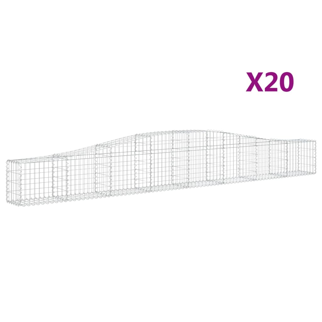 Gabionen mit Hochbogen 20 Stk. 400x30x40/60 cm Verzinktes Eisen