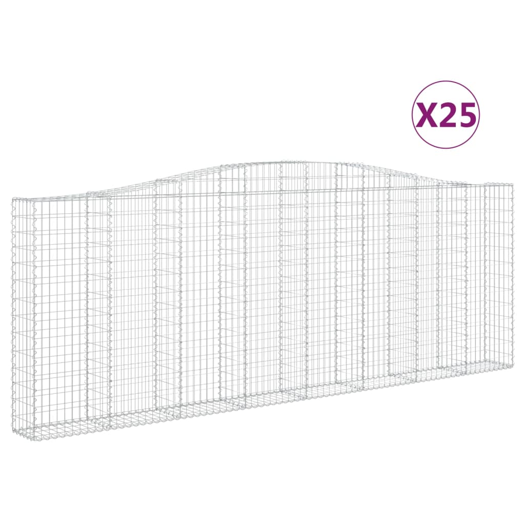 Gabionen mit Hochbogen 25Stk. 400x30x140/160cm Verzinktes Eisen