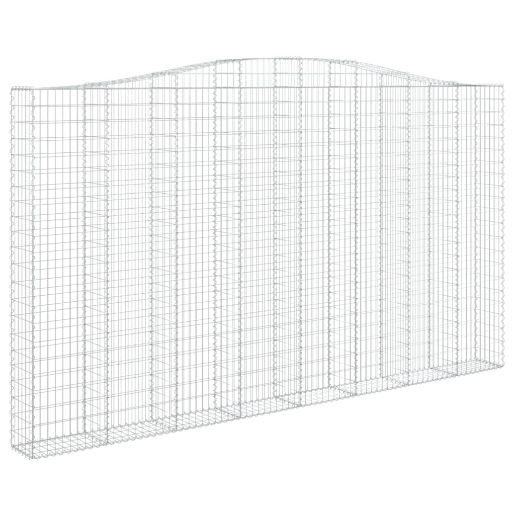 Gabionen mit Hochbogen 3 Stk. 400x30x220/240cm Verzinktes Eisen