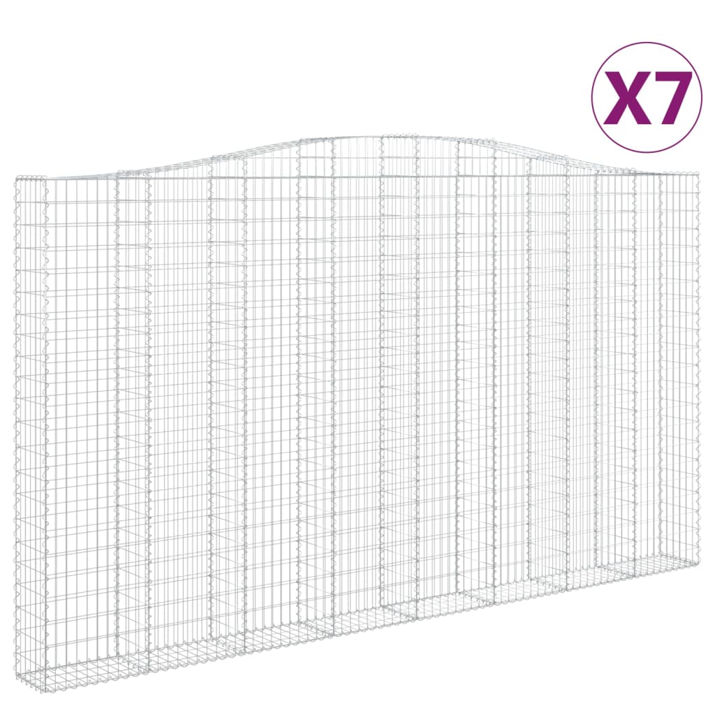 Gabionen mit Hochbogen 7 Stk. 400x30x220/240cm Verzinktes Eisen