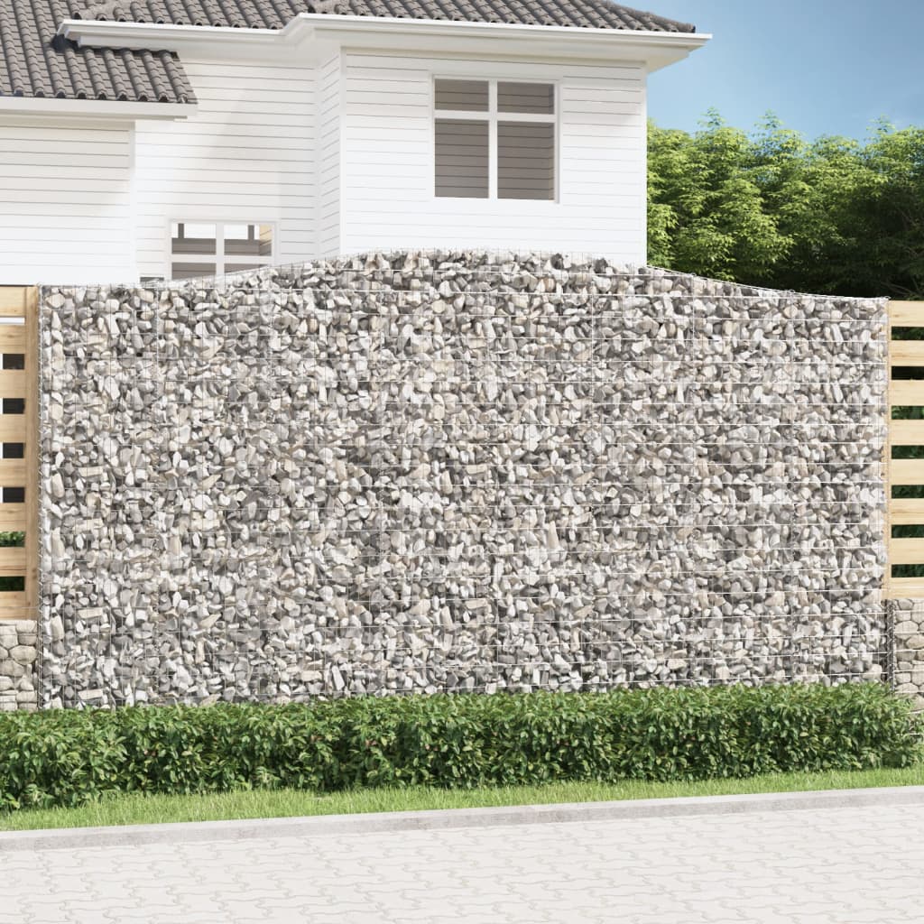 Gabionen mit Hochbogen 7 Stk. 400x30x220/240cm Verzinktes Eisen