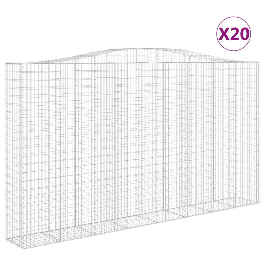 Gabionen mit Hochbogen 20Stk. 400x50x220/240cm Verzinktes Eisen