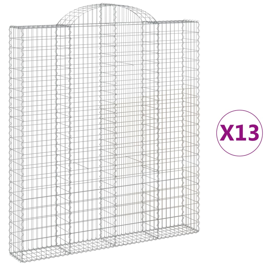 Gabionen mit Hochbogen 13 Stk 200x30x220/240cm Verzinktes Eisen