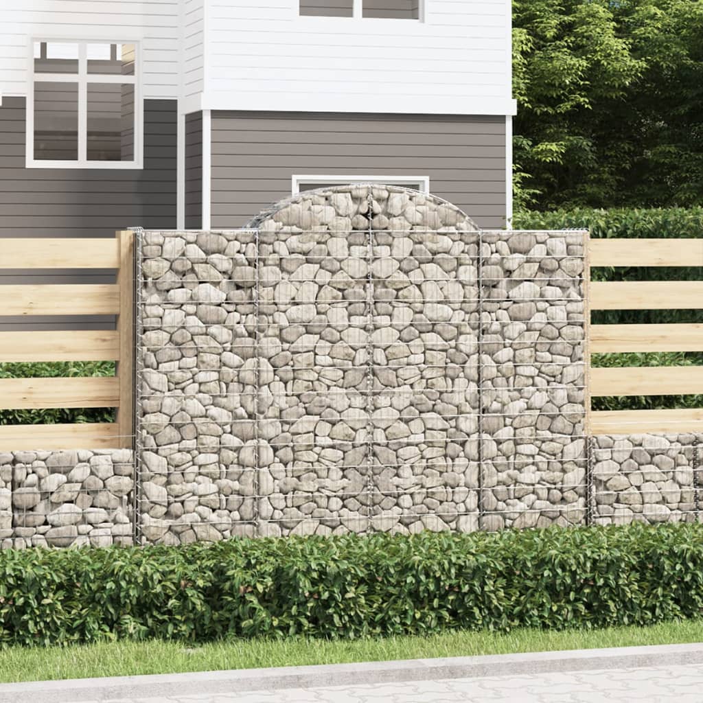 Gabionen mit Hochbogen 12Stk. 200x50x160/180cm Verzinktes Eisen