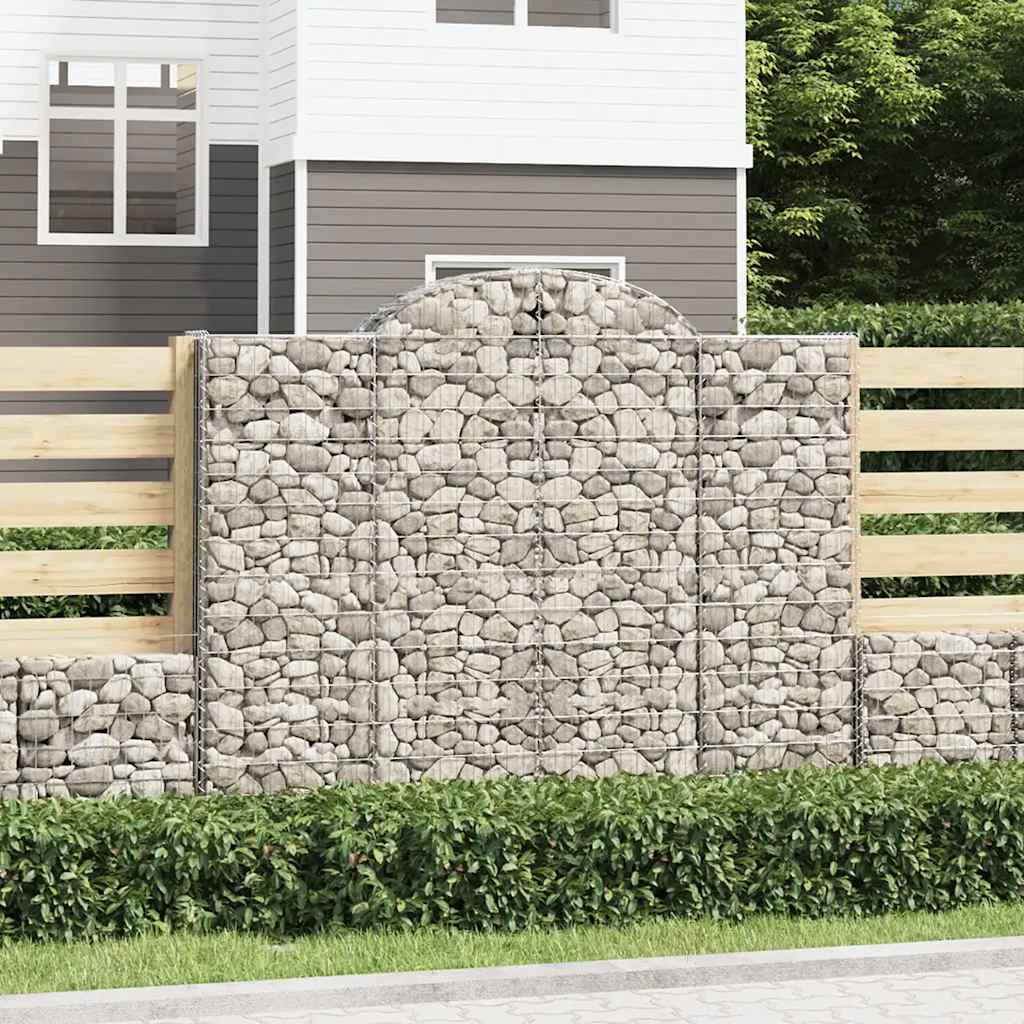 Gabionen mit Hochbogen 15Stk. 200x50x160/180cm Verzinktes Eisen