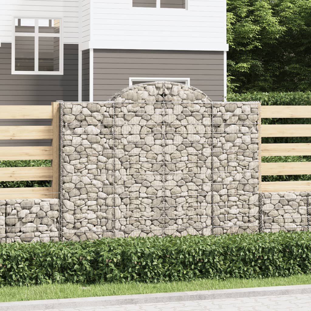 Gabionen mit Hochbogen 50Stk. 200x50x160/180cm Verzinktes Eisen