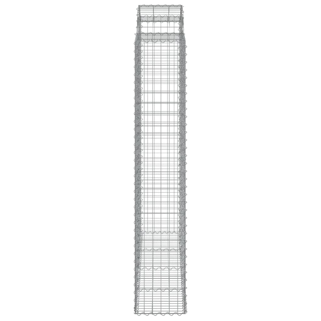 Gabionen mit Hochbogen 2 Stk. 200x50x220/240cm Verzinktes Eisen