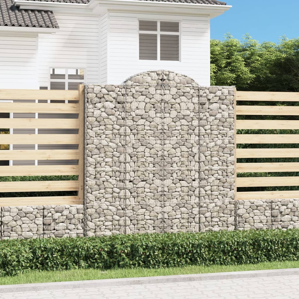 Gabionen mit Hochbogen 18Stk. 200x50x220/240cm Verzinktes Eisen