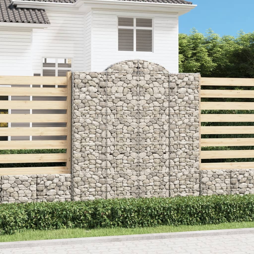 Gabionen mit Hochbogen 50Stk. 200x50x220/240cm Verzinktes Eisen