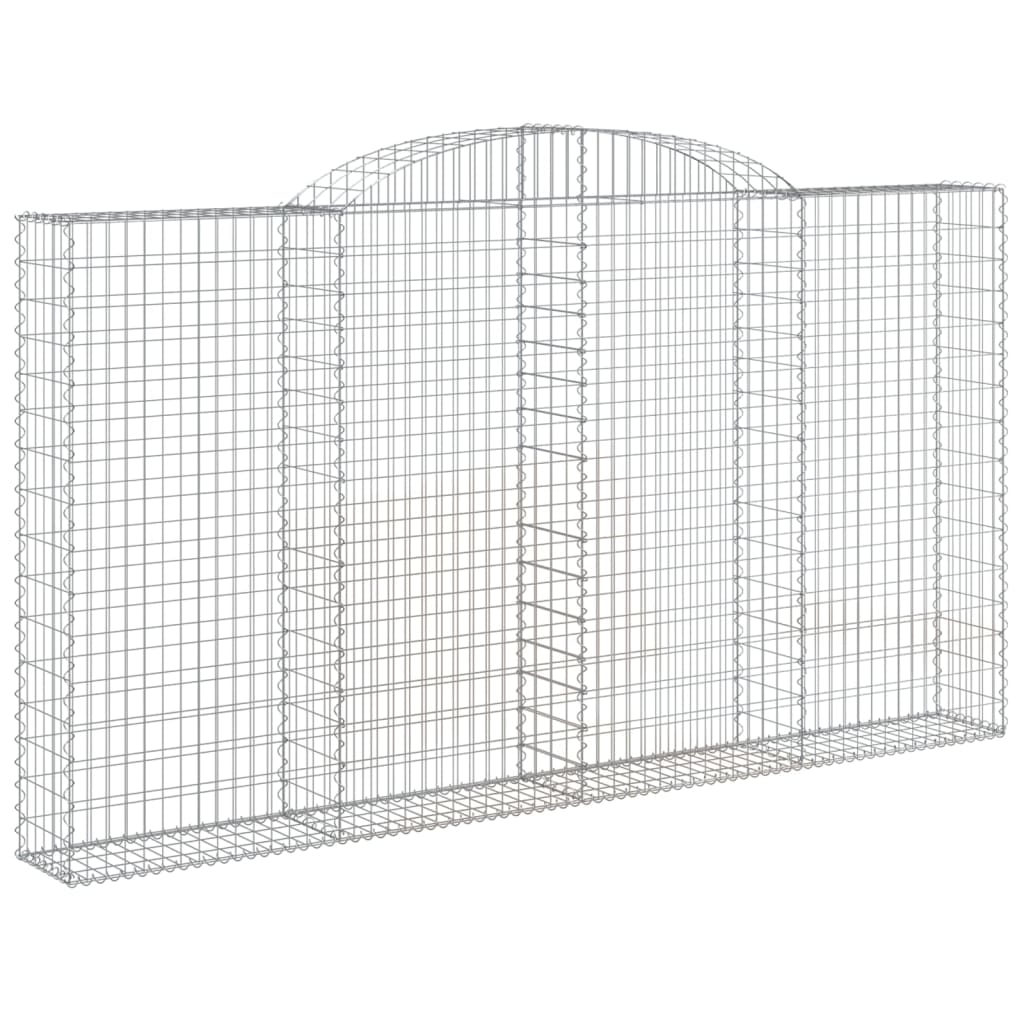 Gabionen mit Hochbogen 2 Stk. 300x30x160/180cm Verzinktes Eisen