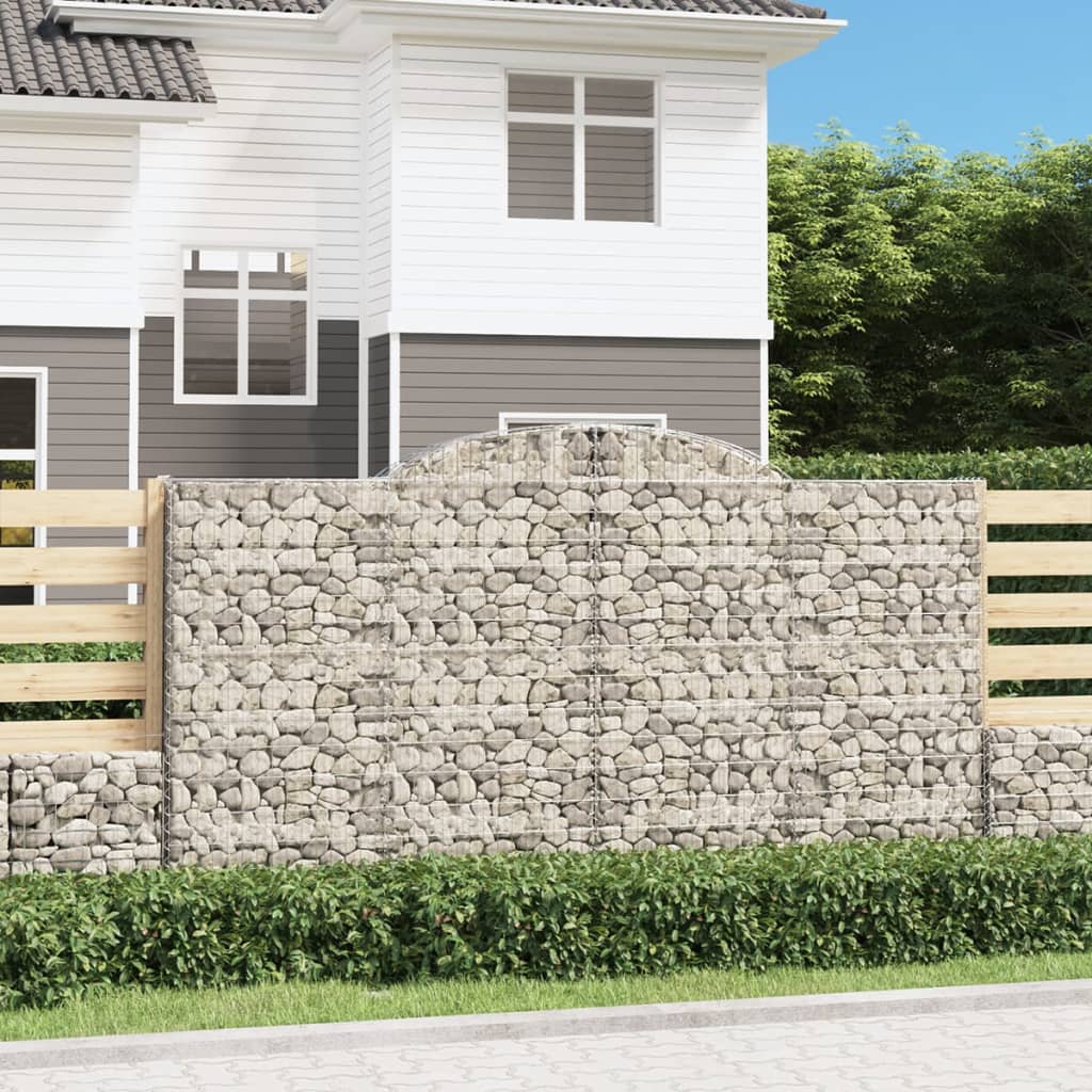 Gabionen mit Hochbogen 10 Stk 300x30x160/180cm Verzinktes Eisen