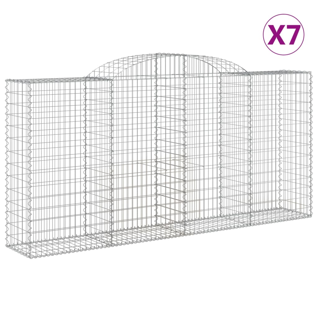 Gabionen mit Hochbogen 7 Stk. 300x50x140/160cm Verzinktes Eisen