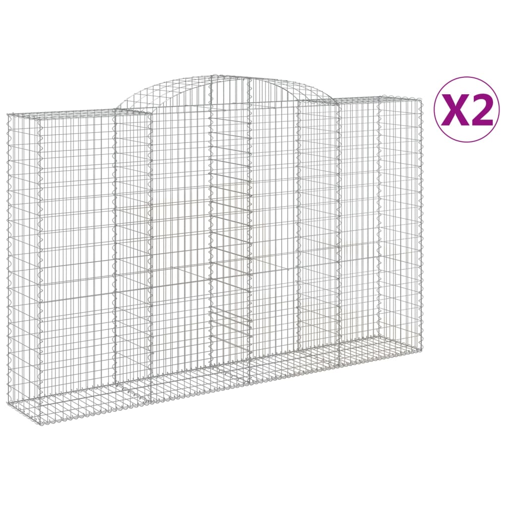 Gabionen mit Hochbogen 2 Stk. 300x50x180/200cm Verzinktes Eisen